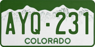 CO license plate AYQ231