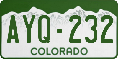 CO license plate AYQ232