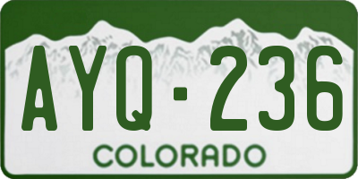 CO license plate AYQ236