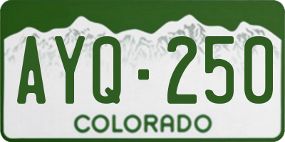 CO license plate AYQ250