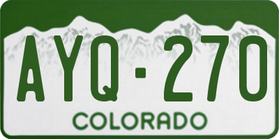 CO license plate AYQ270