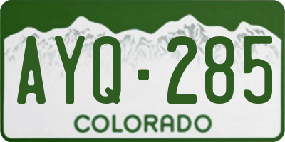 CO license plate AYQ285