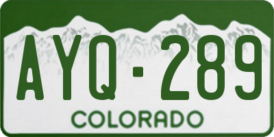 CO license plate AYQ289