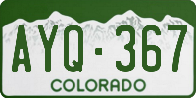 CO license plate AYQ367
