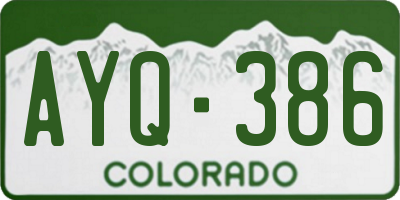 CO license plate AYQ386