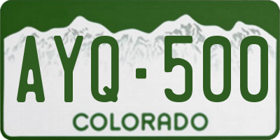 CO license plate AYQ500