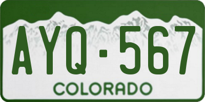 CO license plate AYQ567