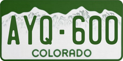 CO license plate AYQ600