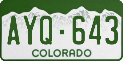 CO license plate AYQ643