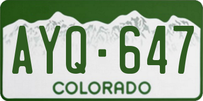 CO license plate AYQ647
