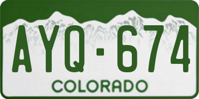 CO license plate AYQ674