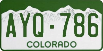 CO license plate AYQ786