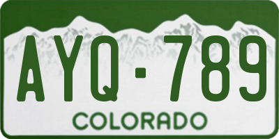 CO license plate AYQ789