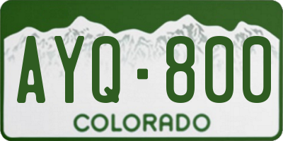 CO license plate AYQ800