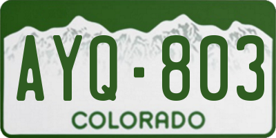 CO license plate AYQ803