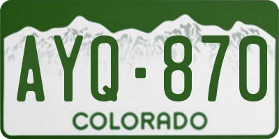 CO license plate AYQ870