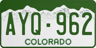 CO license plate AYQ962
