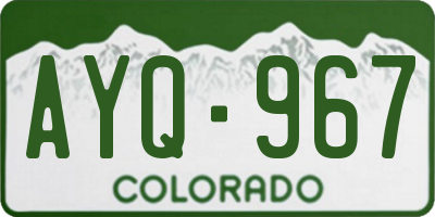 CO license plate AYQ967