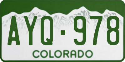 CO license plate AYQ978