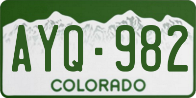 CO license plate AYQ982