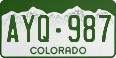 CO license plate AYQ987