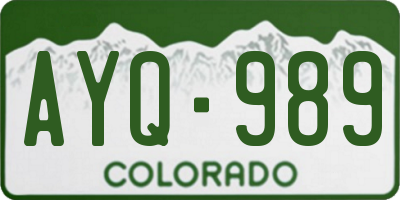 CO license plate AYQ989