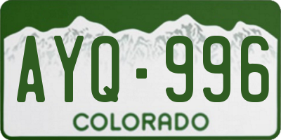 CO license plate AYQ996