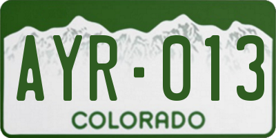CO license plate AYR013