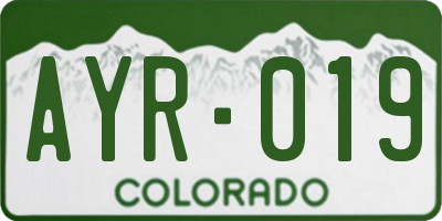 CO license plate AYR019