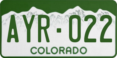 CO license plate AYR022