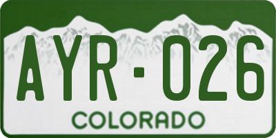 CO license plate AYR026