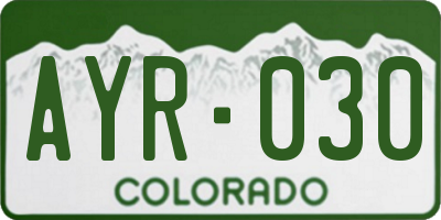 CO license plate AYR030