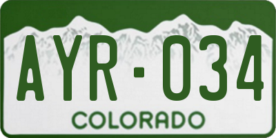 CO license plate AYR034