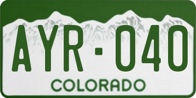 CO license plate AYR040