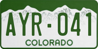 CO license plate AYR041