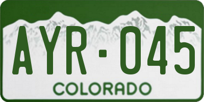 CO license plate AYR045