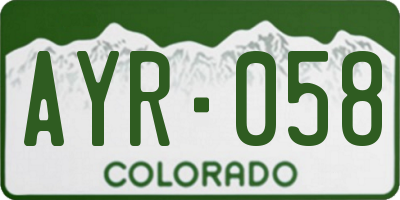 CO license plate AYR058