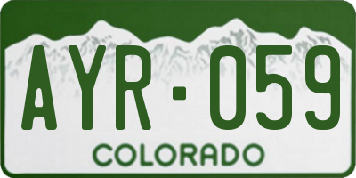 CO license plate AYR059