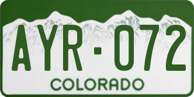 CO license plate AYR072