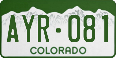CO license plate AYR081