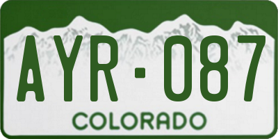 CO license plate AYR087