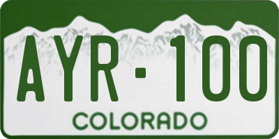 CO license plate AYR100