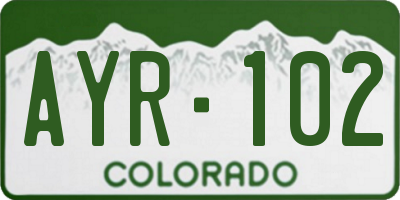 CO license plate AYR102