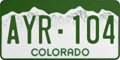 CO license plate AYR104