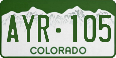 CO license plate AYR105