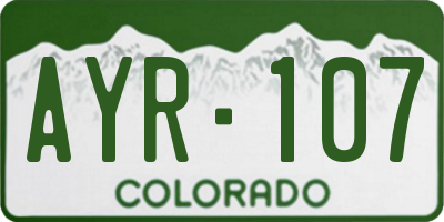 CO license plate AYR107