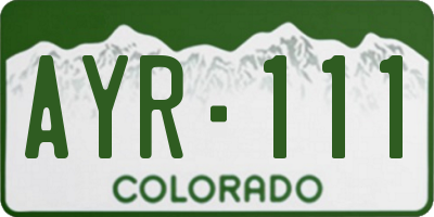 CO license plate AYR111