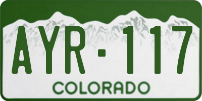 CO license plate AYR117