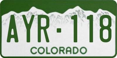 CO license plate AYR118