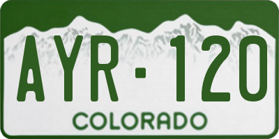 CO license plate AYR120